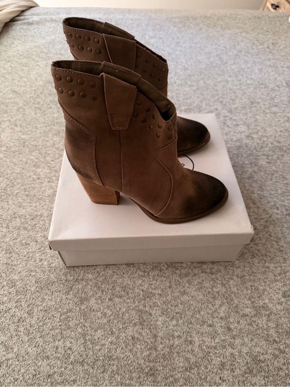 Steve Madden Brown Suede Studded Ankle Booties